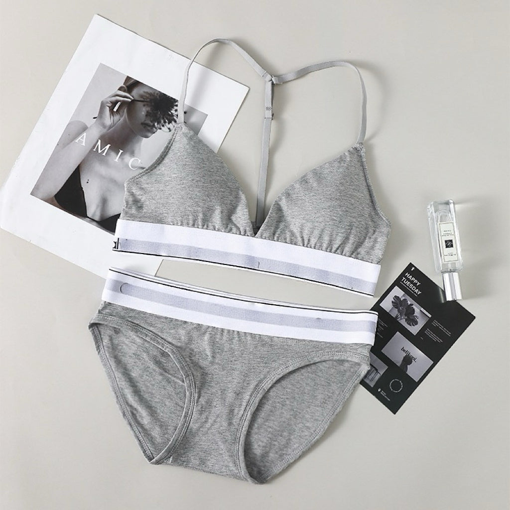 Modern Cotton Thin Strap / Y-Back Triangle Bralette Set