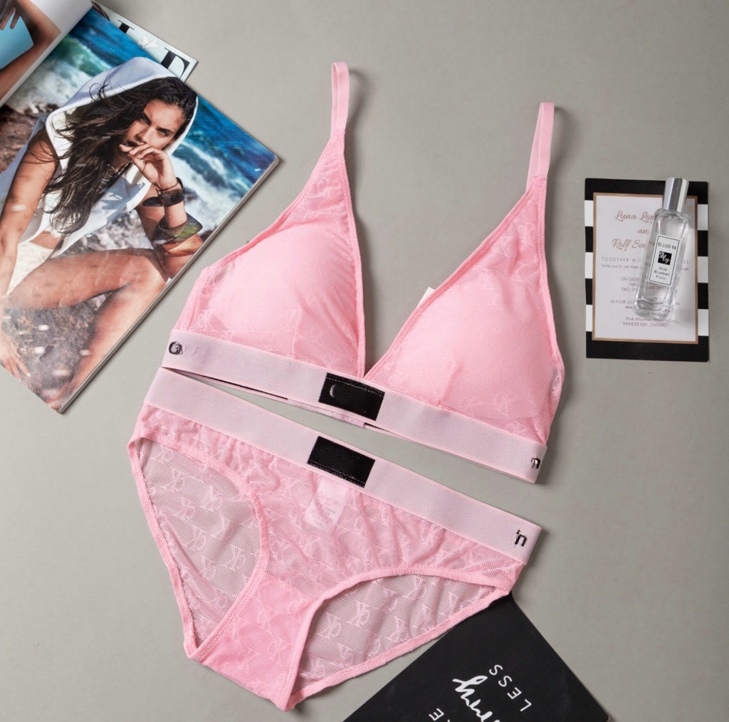 Lightly Lined Triangle Bralette & Bikini Set (Lace Series)