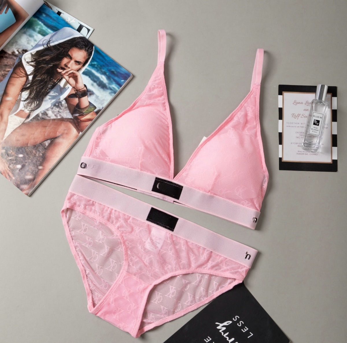 Lightly Lined Triangle Bralette & Bikini Set (Lace Series)