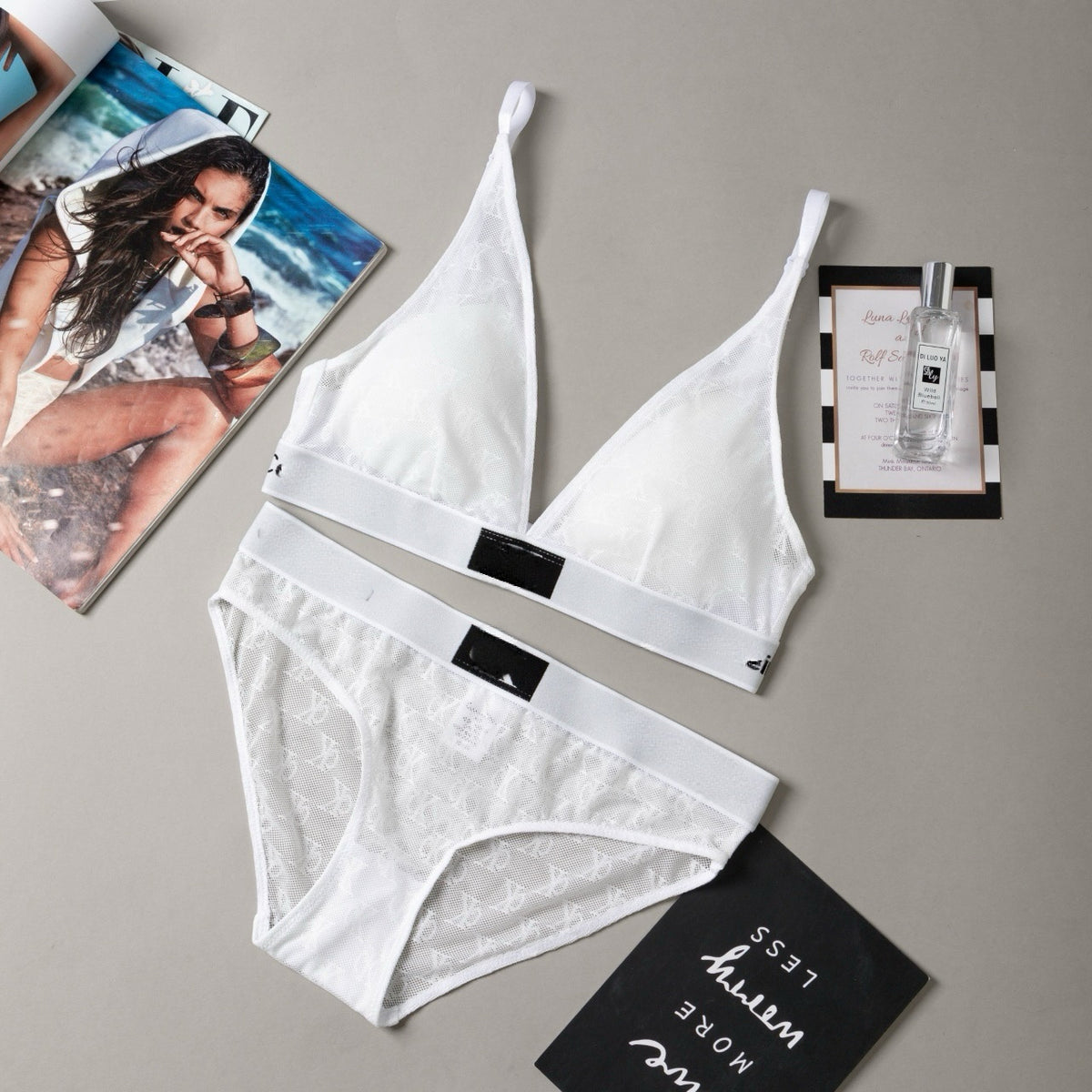 Lightly Lined Triangle Bralette & Bikini Set (Lace Series)