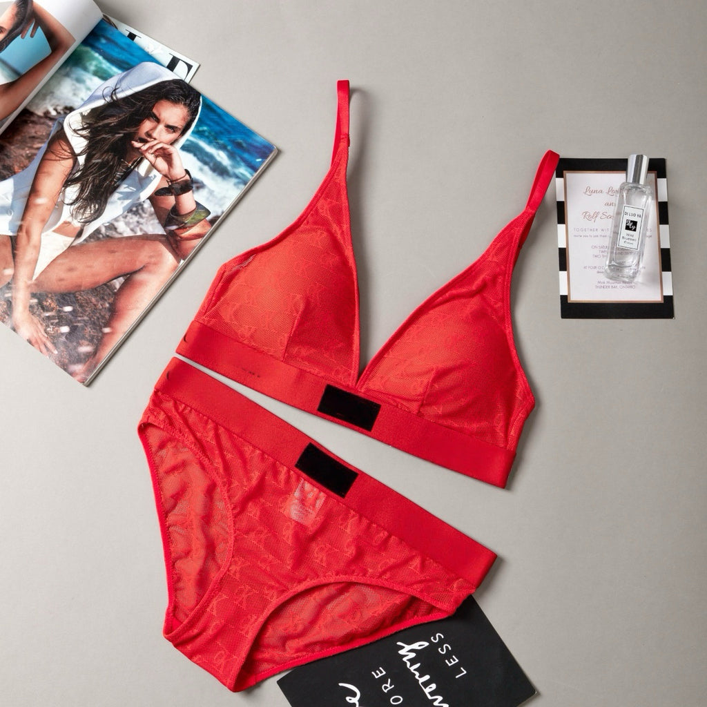 Lightly Lined Triangle Bralette & Bikini Set (Lace Series)